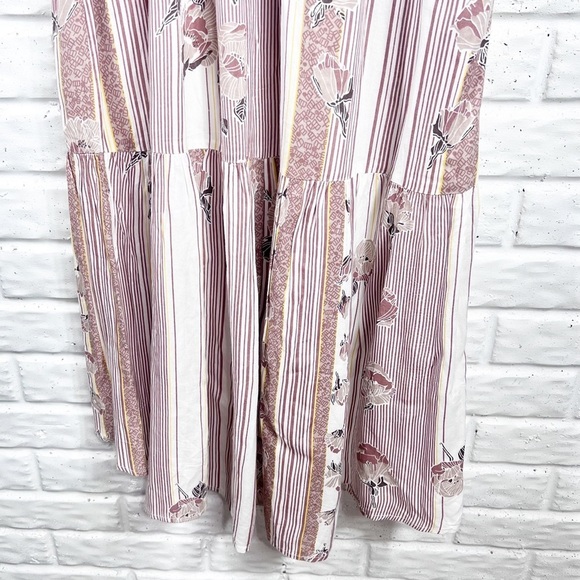O’NEILL mauve & ivory floral striped Angie V-Neck Maxi Dress x-small - Picture 9 of 13
